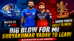 IPL 2026 Match 54 : Hardik Pandya Set to Miss Big MI vs RCB Clash, Suryakumar Yadav Likely to Lead