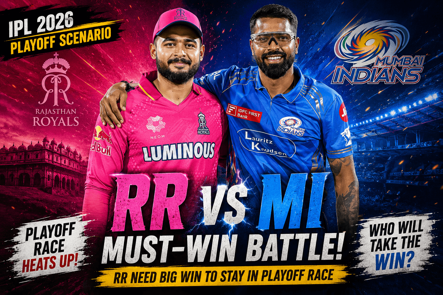 IPL 2026 Playoff Scenario Today: RR vs MI and DC vs KKR to Decide Final Qualification Spot